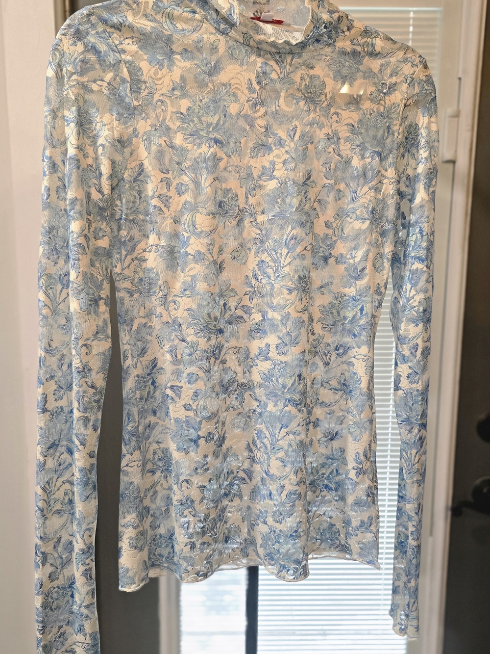 Blue Romance Floral Mesh Top - NWOT
